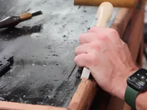 chiseling hinge mortises tool chest restoration